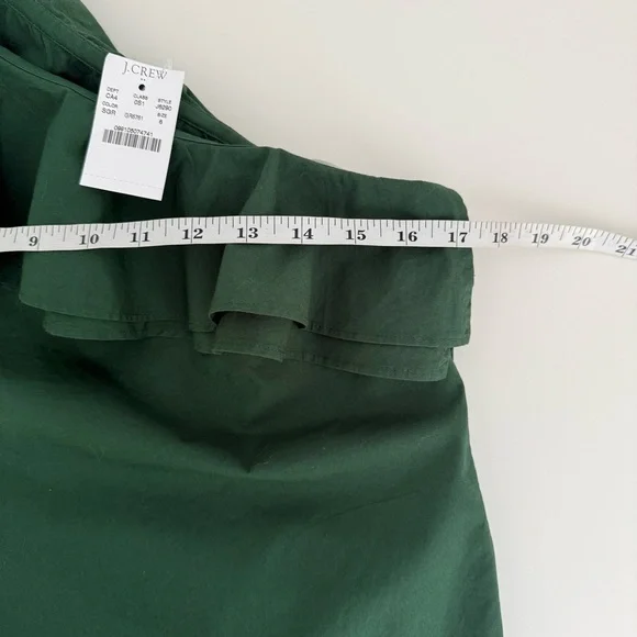 J Crew Mercantile Womens One Shoulder Ruffle Green Shift Dress Size 6 Fall Chic - Picture 7 of 10